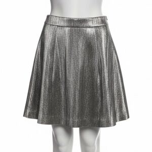 NWT H&M Women's Metallic Silver A-Line Skirt Size 8